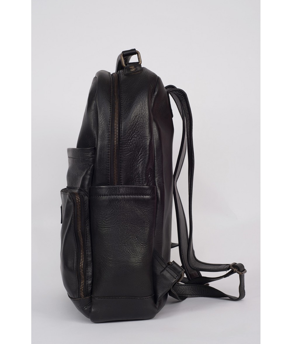 Flint Black Leather Laptop Backpack Alaskan Leather Company